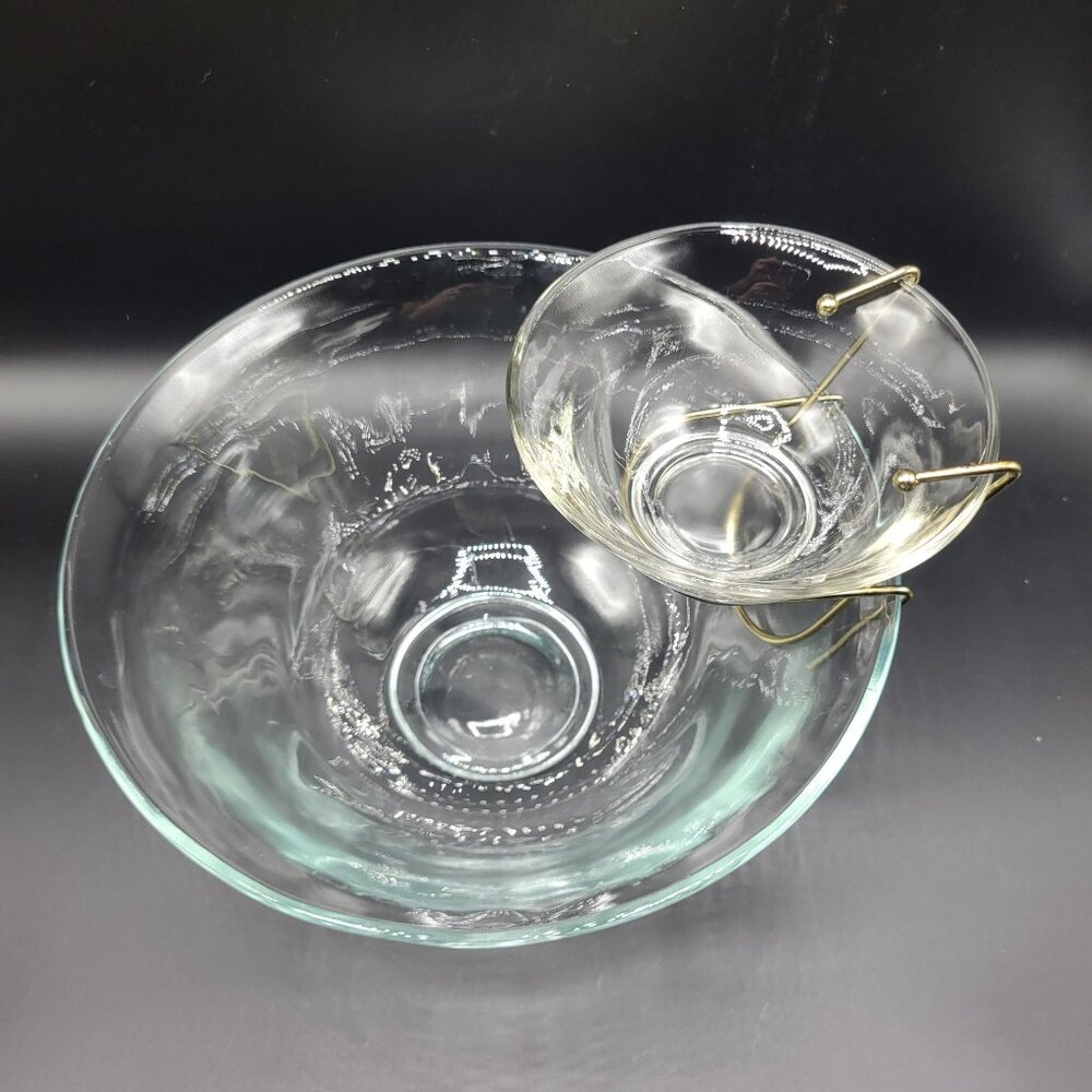 Vintage Indiana Clear Glass 3-Piece Chip N Dip Bowl Set MCM Design - Picture 3 of 11